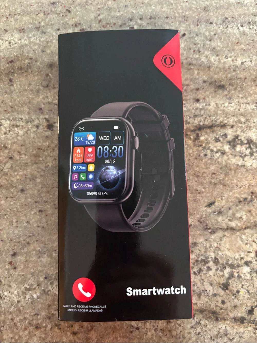 NEW! 1.85 inch Women’s  Black Smartwatch with Silicone Band